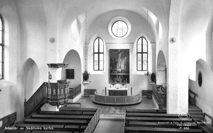 Interiör av Skällviks kyrka.