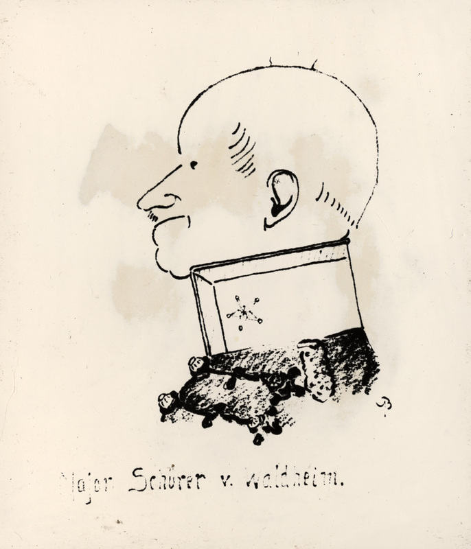 Major Schürer von Waldheim. Skämtteckning av si...