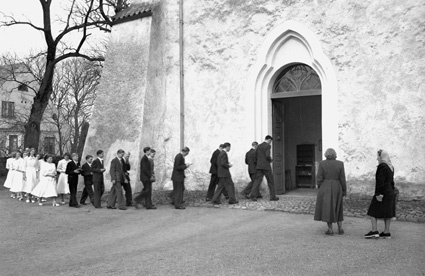 Konfirmation i Ivetofta kyrka 1950.
