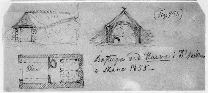 Badstuga vid Hurva socken i Skåne 1855. (Skånes...