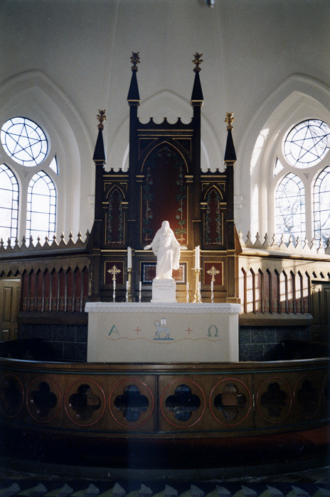 Håslövs kyrka, interiör. Bilden visar utseende ...