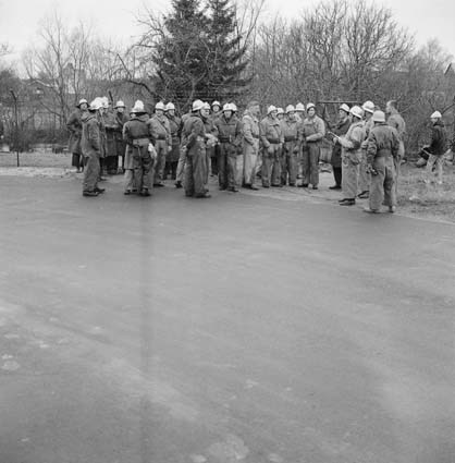 Brandövning vid Nymöllafabriken 1963.
