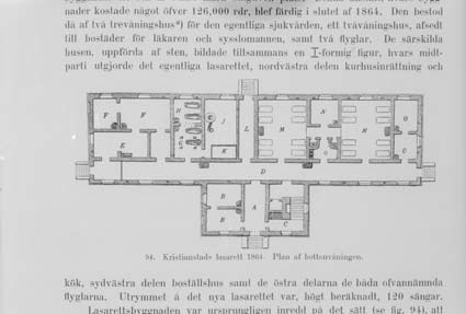Kristianstads lasarett 1864. Plan af bottenvåni...