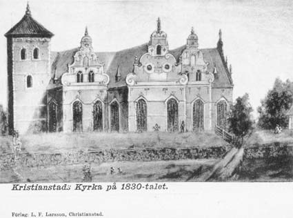 Kristianstads Kyrka på 1830-talet.