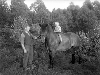 Alfred Nilsson häst o 1 barn Mjönäs.