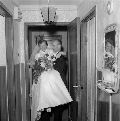 Karin och Tore Juhlins bröllop i Bromölla 1955.