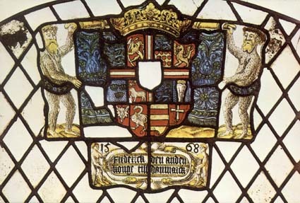 Glasfönster från Skarhults kyrka i Skåne.1568.