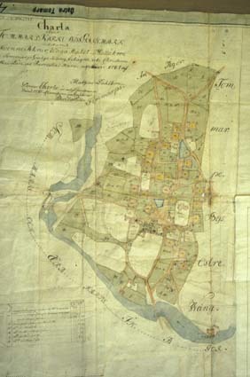 Karta över Tommarps kyrkbys gatumark, 1787, upp...