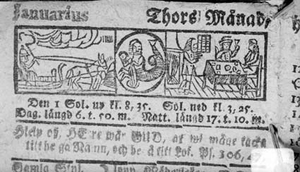Bild ur Almanack år 1666 Januari.