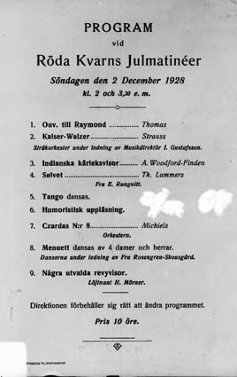 Program vid Röda Kvarns julmatinéer 1928 Kr.M 1...