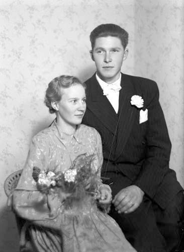 Evald och Lea Lilja, brudpar, Mölleryd.