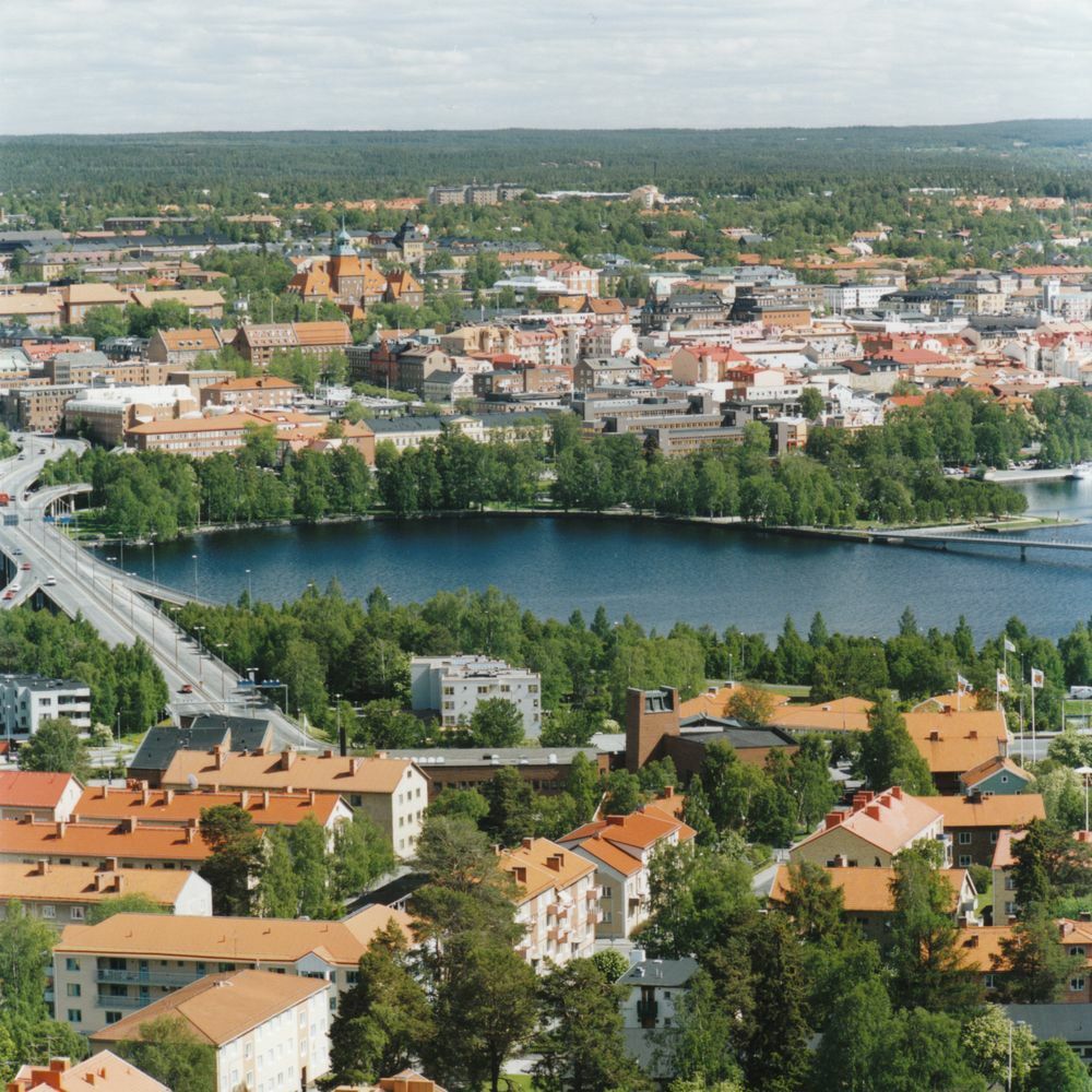 Utsikt från Frösöberget över Frösön, Östersund,...