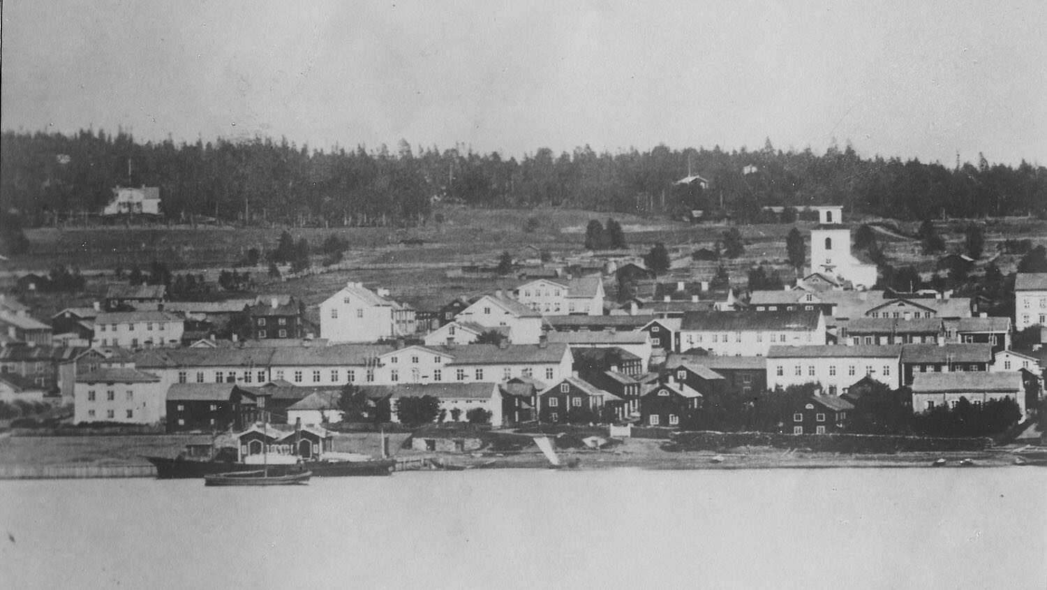 Östersund från Frösön på 1860-talet.