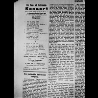 FGÖ 629 - Konsertannons och del av artikel om invigningen av järnvägens sträckning västerut 25 juli 1882