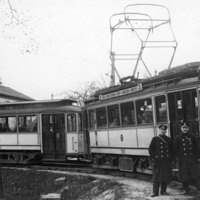 Solb 1980 58 2 - Spårvagn, linje 3, vid Haga södra, 1920-tal