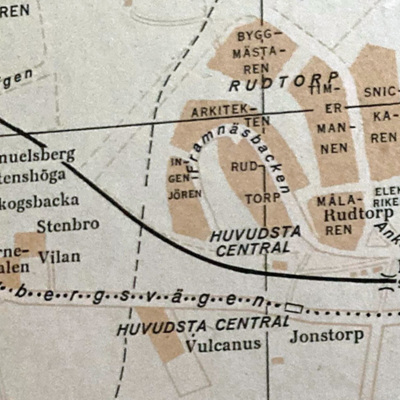 Solb - Del av karta, Framnäsbacken, Ankdammsgatan och Huvudsta Central, 1960