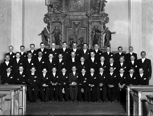Konfirmation i Eksjö kyrka, gossar 1943.