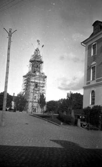 Eksjö kyrka under renovering under 1900-talets ...