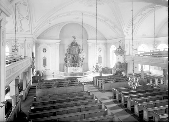 Eksjö kyrka, interiör från 1965.