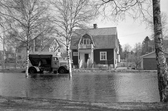 Översvämning av Eksjöån, troligen på 1960-talet...