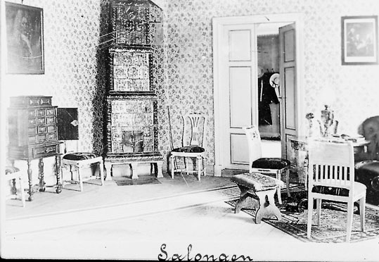 Hörn av salongen på Hunnerstad före 1913.
